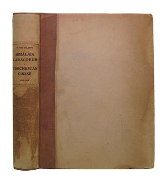 FILIPPI, FILIPPO DE.  Storia della Spedizione Scientifica Italiana nel Himàlaia Caracorùm e Turchestàn Cinese.  1924.  Inscribed.